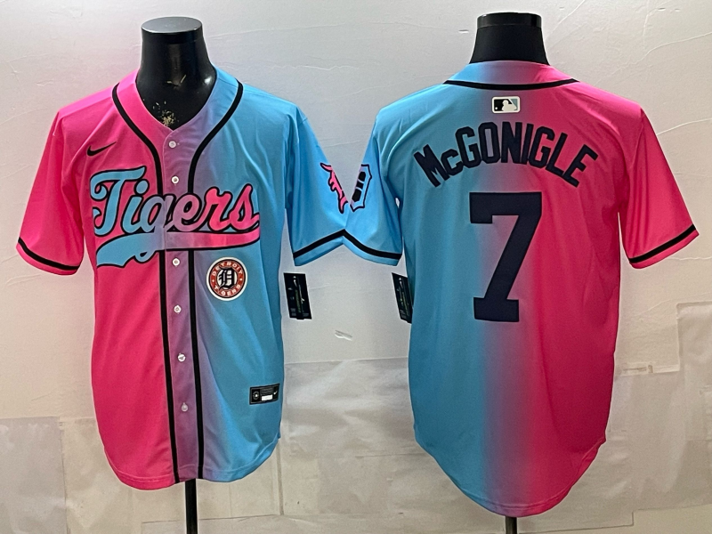 Men Detroit Tigers #7 McGonigle blue pink Nike 2026 MLB Jersey 0401005